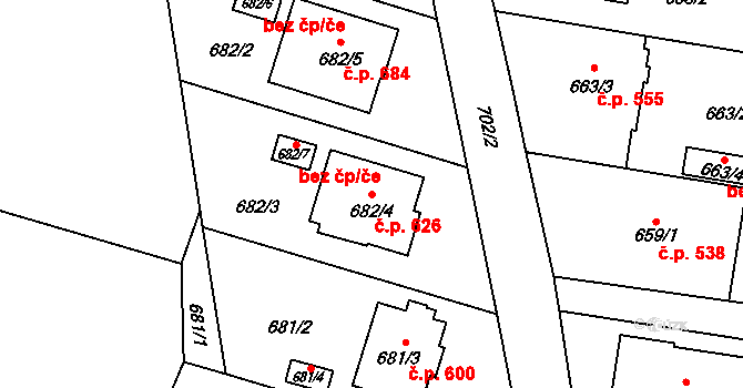 Štěpánkovice 626 na parcele st. 682/4 v KÚ Štěpánkovice, Katastrální mapa