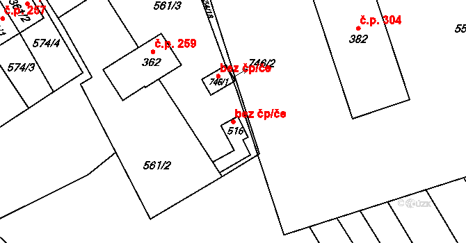 Zlín 47800127 na parcele st. 516 v KÚ Louky nad Dřevnicí, Katastrální mapa
