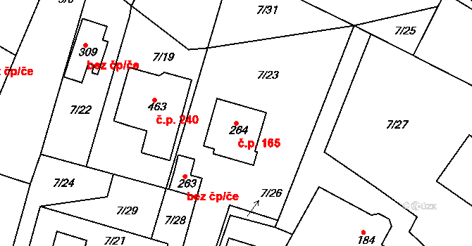 Lobkovice 165, Neratovice na parcele st. 264 v KÚ Lobkovice, Katastrální mapa