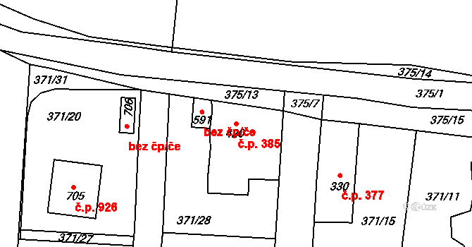 Rudná 385 na parcele st. 420 v KÚ Dušníky u Rudné, Katastrální mapa