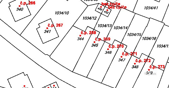 Jistebnice 268 na parcele st. 344 v KÚ Jistebnice, Katastrální mapa