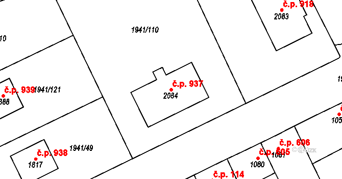 Sušice II 937, Sušice na parcele st. 2084 v KÚ Sušice nad Otavou, Katastrální mapa