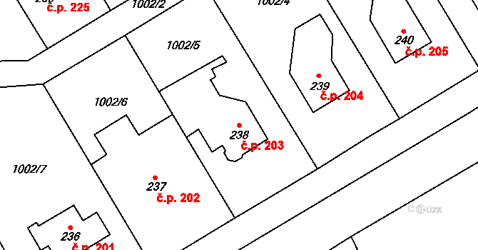 Velká Ves 203, Broumov na parcele st. 238 v KÚ Velká Ves u Broumova, Katastrální mapa