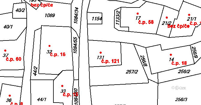 Masákova Lhota 121, Zdíkov na parcele st. 131 v KÚ Masákova Lhota, Katastrální mapa