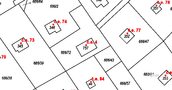 Halouny 150, Svinaře na parcele st. 757 v KÚ Svinaře, Katastrální mapa