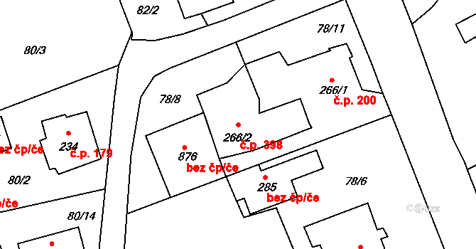Vyšší Brod 398 na parcele st. 266/2 v KÚ Vyšší Brod, Katastrální mapa