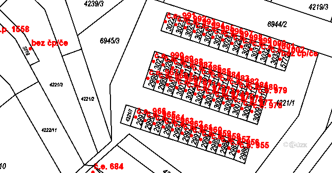 Žatec 969 na parcele st. 3000 v KÚ Žatec, Katastrální mapa