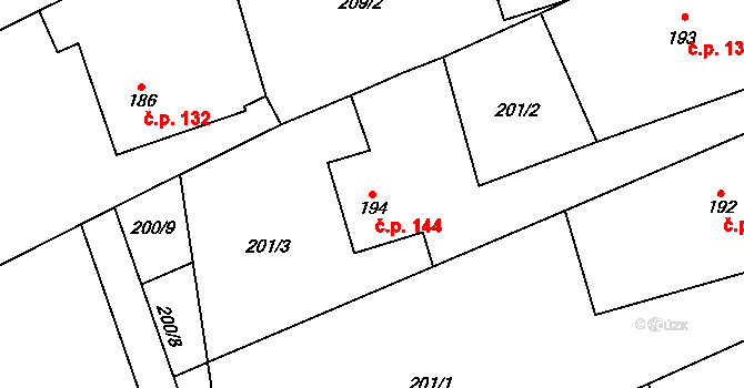 Žďár nad Orlicí 144 na parcele st. 194 v KÚ Žďár nad Orlicí, Katastrální mapa