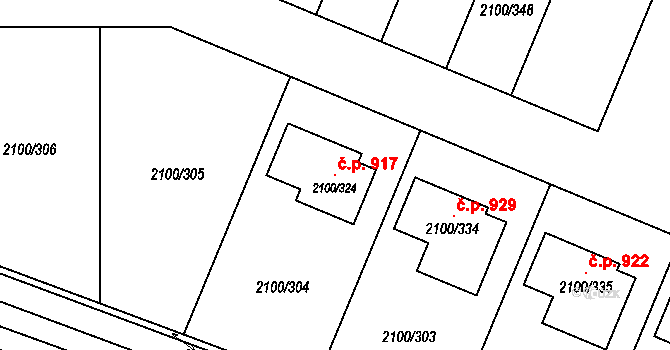 Ždánice 917 na parcele st. 2100/324 v KÚ Ždánice, Katastrální mapa
