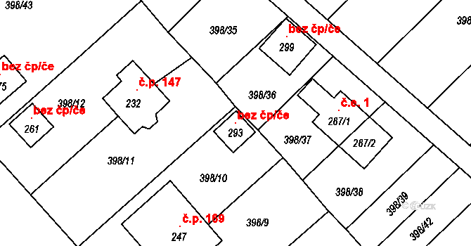 Merklín 104345128 na parcele st. 293 v KÚ Merklín u Karlových Var, Katastrální mapa