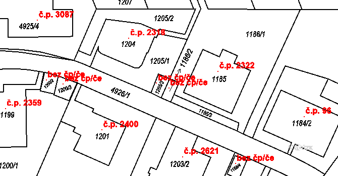 Praha 118457128 na parcele st. 1186/2 v KÚ Smíchov, Katastrální mapa