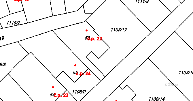 Heřmanov 22, Teplá na parcele st. 53 v KÚ Heřmanov u Starého Sedla, Katastrální mapa