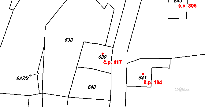 Haratice 117, Plavy na parcele st. 639 v KÚ Haratice, Katastrální mapa