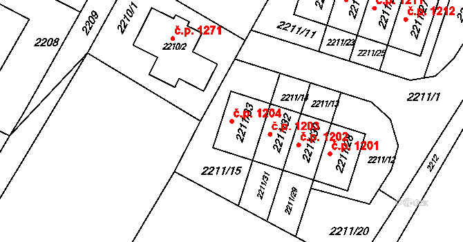 Rýmařov 1204 na parcele st. 2211/33 v KÚ Rýmařov, Katastrální mapa