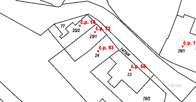 Cizkrajov 63 na parcele st. 24 v KÚ Cizkrajov, Katastrální mapa