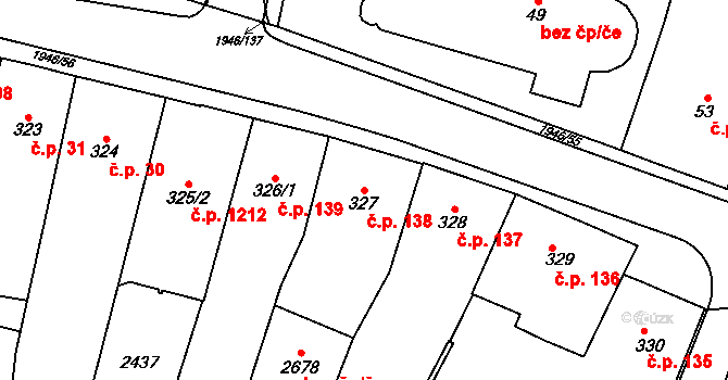 Třebechovice pod Orebem 138 na parcele st. 327 v KÚ Třebechovice pod Orebem, Katastrální mapa