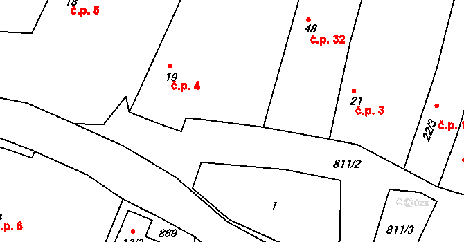 Chlum 4, Pavlíkov na parcele st. 19 v KÚ Chlum u Rakovníka, Katastrální mapa