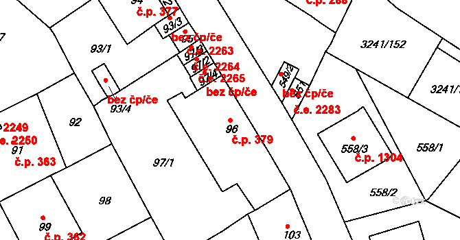 Střekov 379, Ústí nad Labem na parcele st. 96 v KÚ Střekov, Katastrální mapa