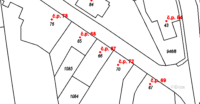 Chlístov 67 na parcele st. 66 v KÚ Chlístov u Rokytnice nad Rokytnou, Katastrální mapa