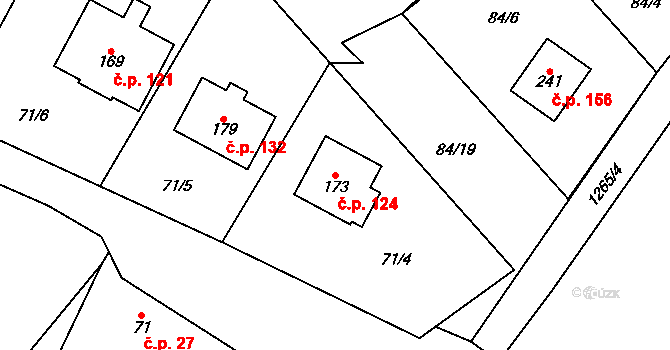 Černovice 124 na parcele st. 173 v KÚ Černovice u Kunštátu, Katastrální mapa