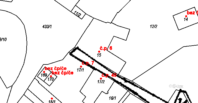 Křemýž 6, Ohníč na parcele st. 15 v KÚ Křemýž, Katastrální mapa