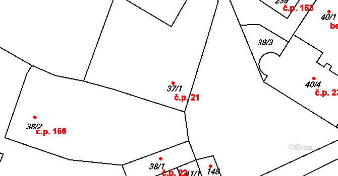 Libenice 21 na parcele st. 37/1 v KÚ Libenice, Katastrální mapa