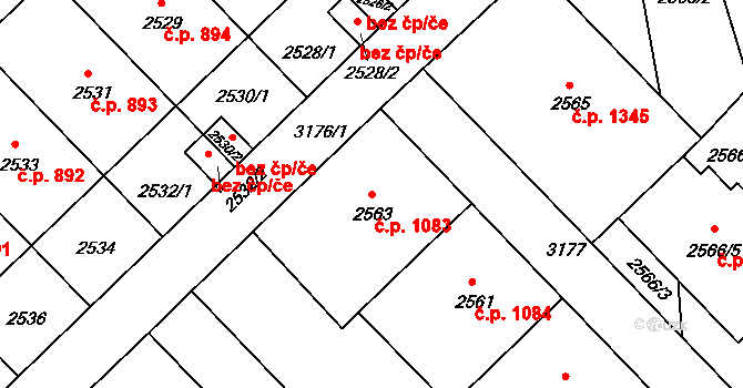 Nusle 1083, Praha na parcele st. 2563 v KÚ Nusle, Katastrální mapa
