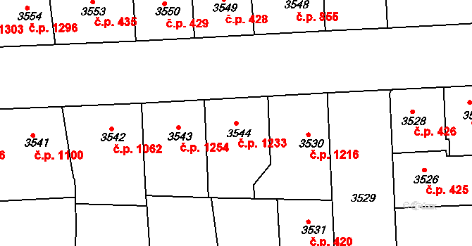 Smíchov 1233, Praha na parcele st. 3544 v KÚ Smíchov, Katastrální mapa