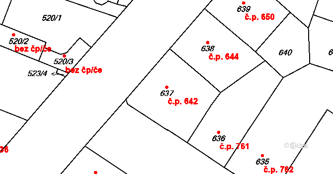 Vršovice 642, Praha na parcele st. 637 v KÚ Vršovice, Katastrální mapa