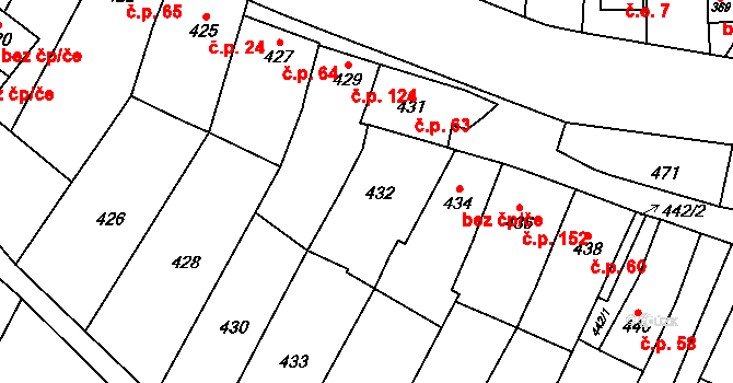 Kovalovice 61 na parcele st. 432 v KÚ Kovalovice, Katastrální mapa