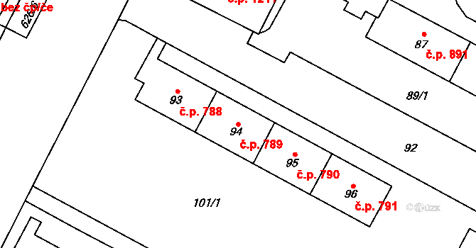 Šumbark 789, Havířov na parcele st. 94 v KÚ Šumbark, Katastrální mapa