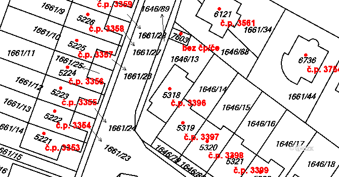 Havlíčkův Brod 3396 na parcele st. 5318 v KÚ Havlíčkův Brod, Katastrální mapa