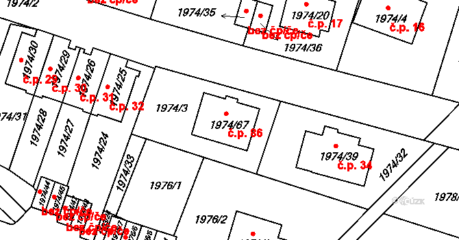 Vimperk III 86, Vimperk na parcele st. 1974/67 v KÚ Vimperk, Katastrální mapa