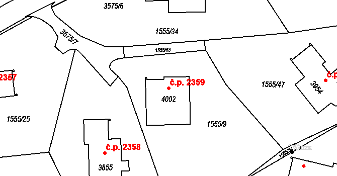 Rožnov pod Radhoštěm 2359 na parcele st. 4002 v KÚ Rožnov pod Radhoštěm, Katastrální mapa