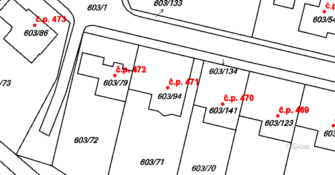 Hamry nad Sázavou 471 na parcele st. 603/94 v KÚ Hamry nad Sázavou, Katastrální mapa