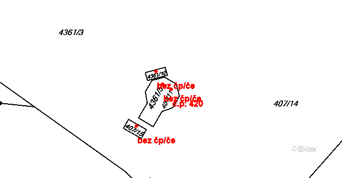 Josefov 420, Jaroměř na parcele st. 407/11 v KÚ Josefov u Jaroměře, Katastrální mapa