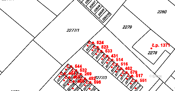Rumburk 1 524, Rumburk na parcele st. 2277/14 v KÚ Rumburk, Katastrální mapa