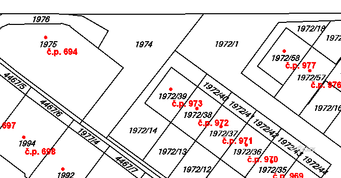 Jemnice 973 na parcele st. 1972/39 v KÚ Jemnice, Katastrální mapa