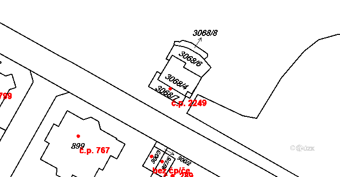 Předměstí 2249, Litoměřice na parcele st. 3068/4 v KÚ Litoměřice, Katastrální mapa