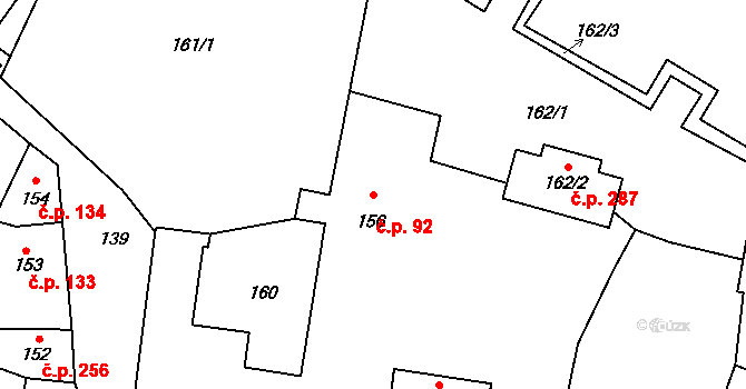 Litoměřice-Město 92, Litoměřice na parcele st. 156/1 v KÚ Litoměřice, Katastrální mapa