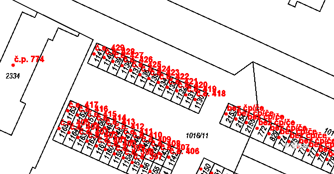 Úšovice 421, Mariánské Lázně na parcele st. 1133 v KÚ Úšovice, Katastrální mapa