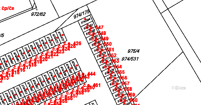 Štětí 553 na parcele st. 974/378 v KÚ Štětí I, Katastrální mapa