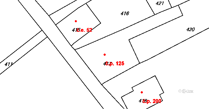 Chřibská 125 na parcele st. 417 v KÚ Chřibská, Katastrální mapa