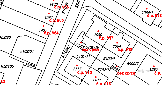 Hrušovany nad Jevišovkou 40963128 na parcele st. 1197 v KÚ Hrušovany nad Jevišovkou, Katastrální mapa