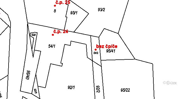 Zákolany 44423128 na parcele st. 54/2 v KÚ Kováry, Katastrální mapa