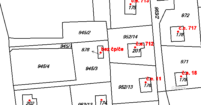 Cheb 44672128 na parcele st. 878 v KÚ Podhrad, Katastrální mapa