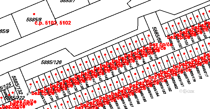 Chomutov 45013128 na parcele st. 5885/144 v KÚ Chomutov I, Katastrální mapa