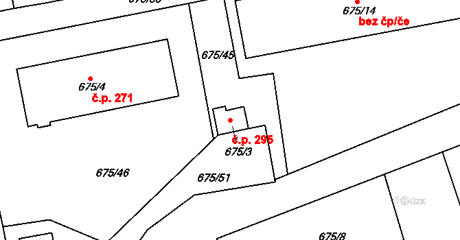 Dalovice 295 na parcele st. 675/3 v KÚ Dalovice, Katastrální mapa