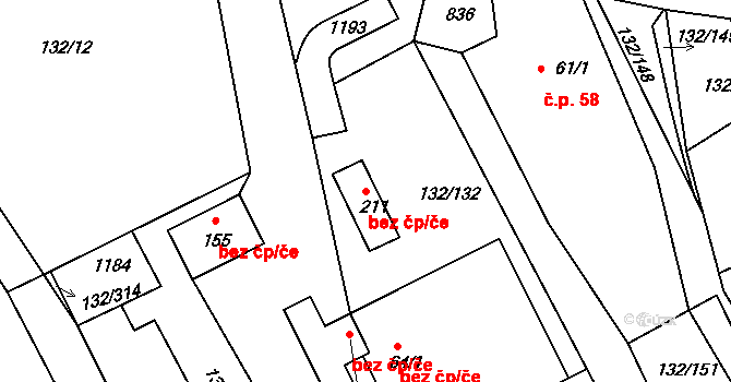 Chotoviny 47368128 na parcele st. 211 v KÚ Červené Záhoří, Katastrální mapa