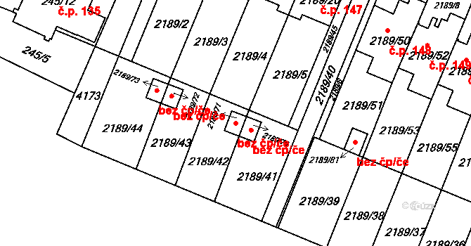 Třeboň 47490128 na parcele st. 2189/71 v KÚ Třeboň, Katastrální mapa